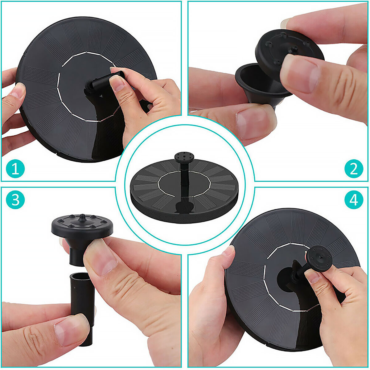 Solar Fountain, Floating Bird Bath Pool Solar Fountain Pump with Nozzle