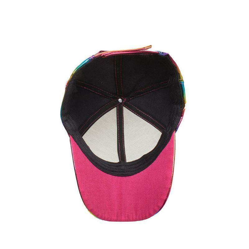 Women Men Futuristic Rainbow Iridescent Reflective Baseball Cap Colorful 80s Hip