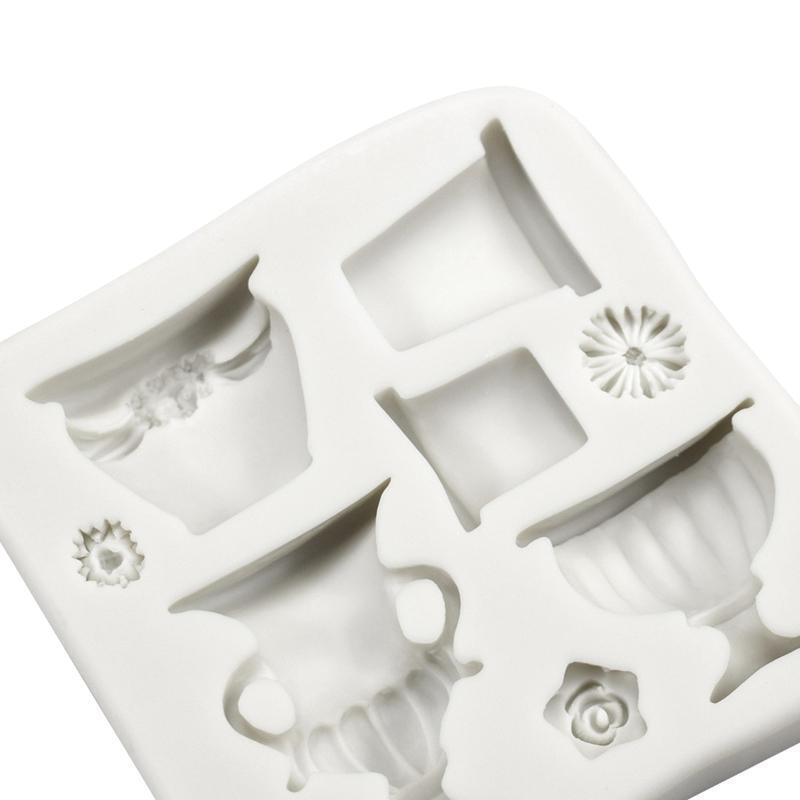 Exquisite Flowerpot Shape Silicone Fondant Mold Sugar Craft Mould Easy to Use