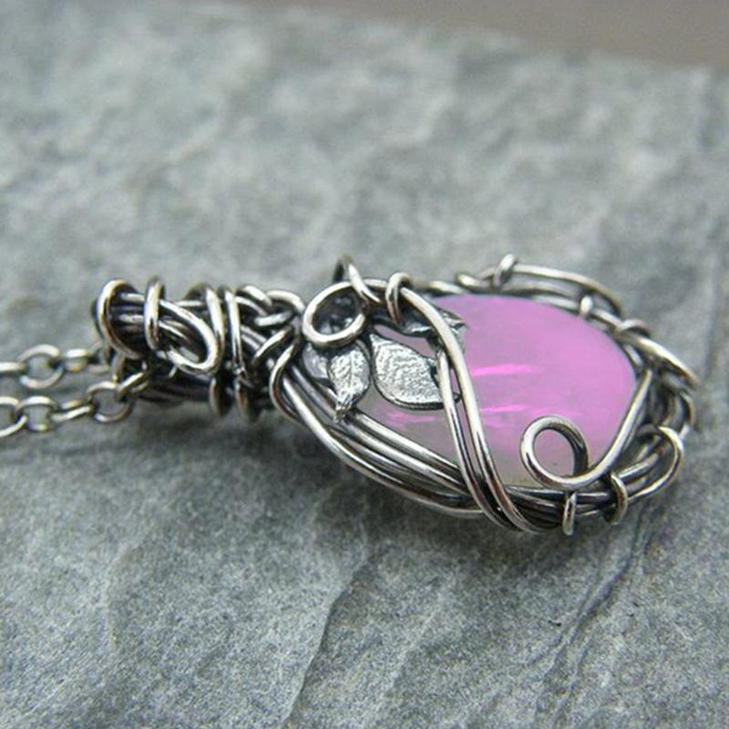 Nice Moonstone Necklace Teardrop Pendant Chain Necklace Party Favors Decoration