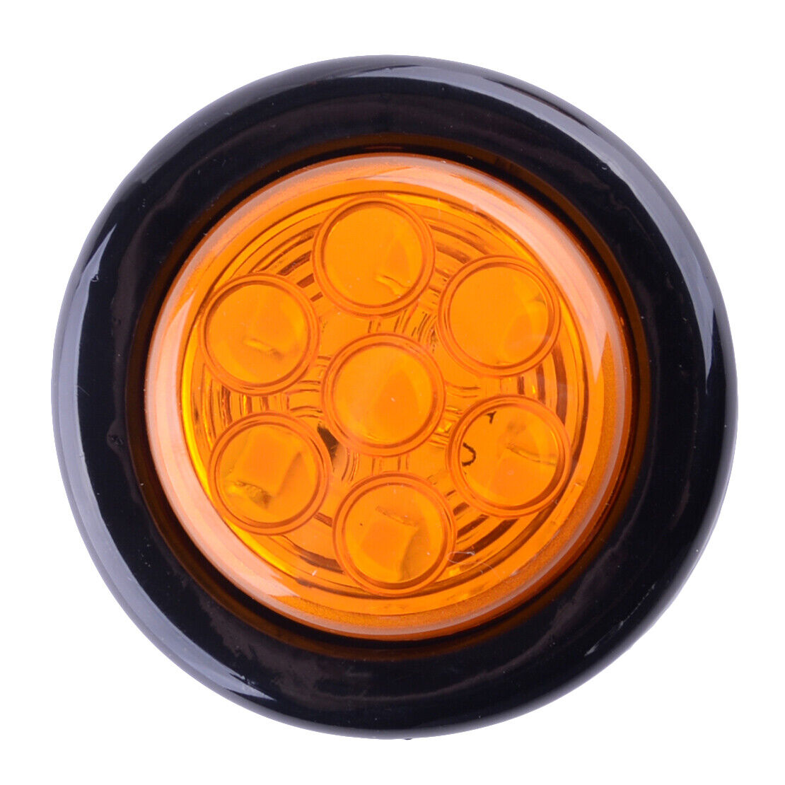 2pc 2" 12V Car Trailer Truck RV LED Amber Round Side Marker Clearance Light Lamp