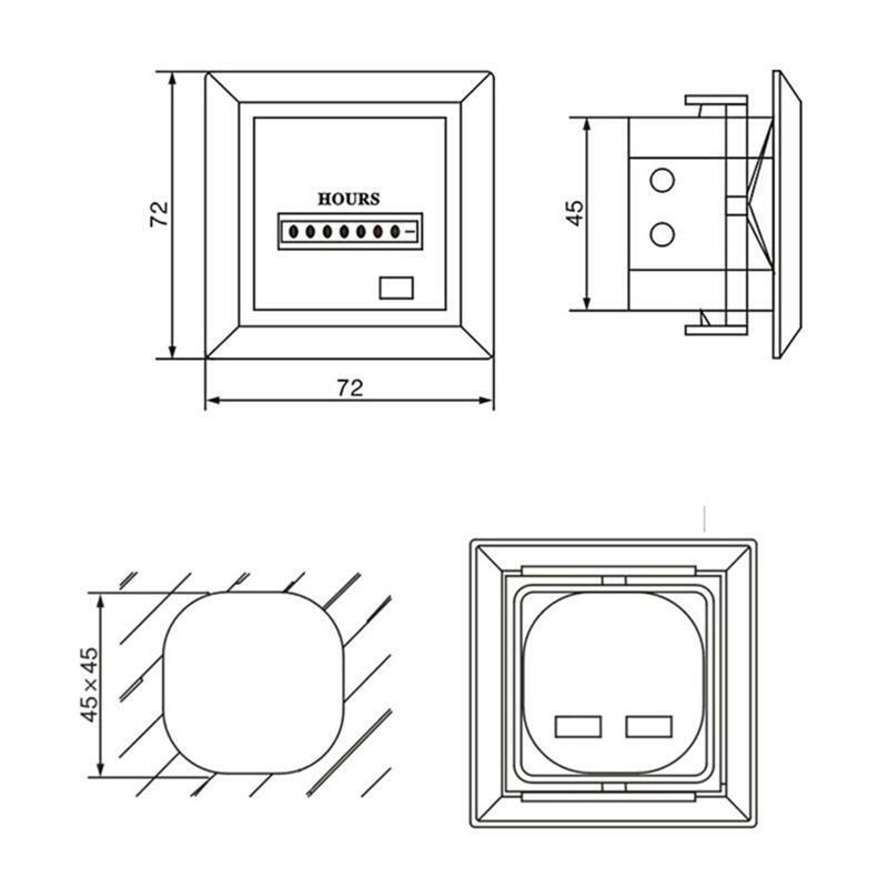 Timer Square Counter Digital 0-99999.99 Gauge 0.3W AC220-240V 50/60Hz AC Hour
