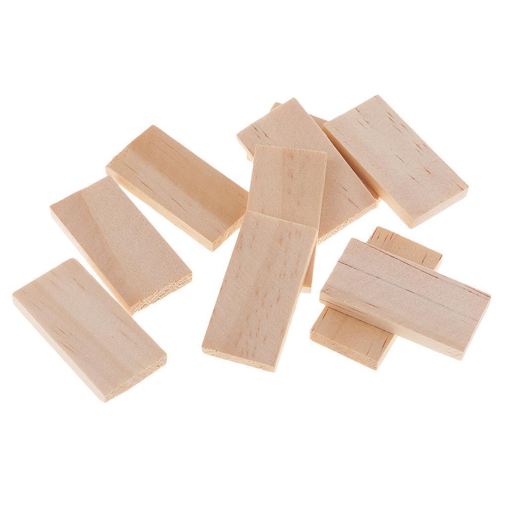 10pcs Rectangle Wood Wooden Shapes Plaque for Kids Handmade DIY Craft 4x2cm