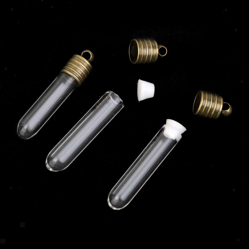 20Pcs Mini Empty  Tube Vials Charms Wish Bottles Pendant Clear