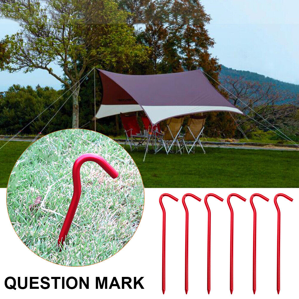 6pcs Tent Nails 18cm Aluminium Stake Pegs Camping Fixed Ground Nail (Red)
