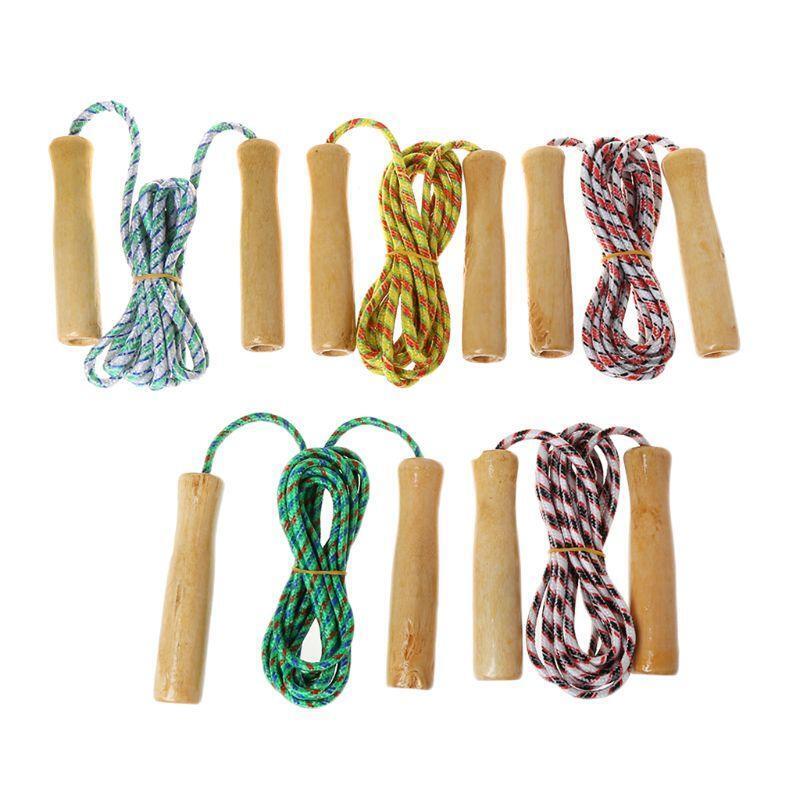 Hot 2m Wooden Handle Jumping Rope Kid Fitness Equipment Practice Speed Skipping