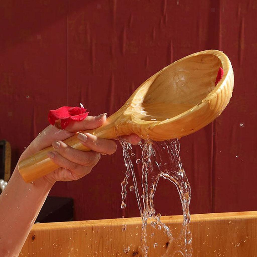 Handmade Wooden Ladle Water   for Bath Spa Sauna Foot Massage Soaking