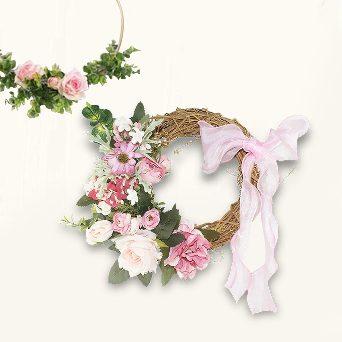 11" Flowers Wreath for Front  Farmhouse  Leaves window and wall Haning