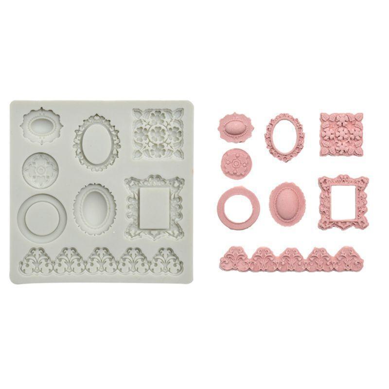 2PCS Baroque Style Lace Fondant Silicone Mold for Cake Cupcake Jewelry Decor