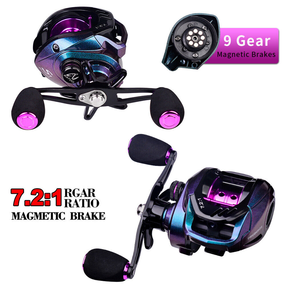 Metal Baitcasting Reel 4+1BB 7.2/1 Magnetic Brake Fishing Reels (Left)