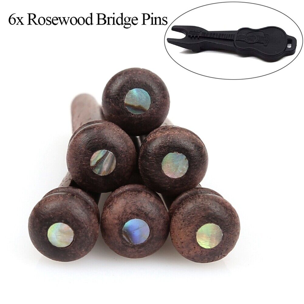 6pcs/set Guitar Rosewood Bridge Pins with Peg Puller for Acoustic Guitar