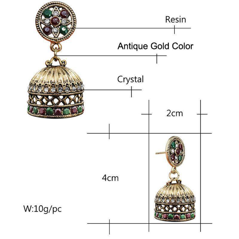 Ethnic Bali Jhumka Jhumki Brocade Crystals Mexico Gypsy Dangle Earrings Jewelry
