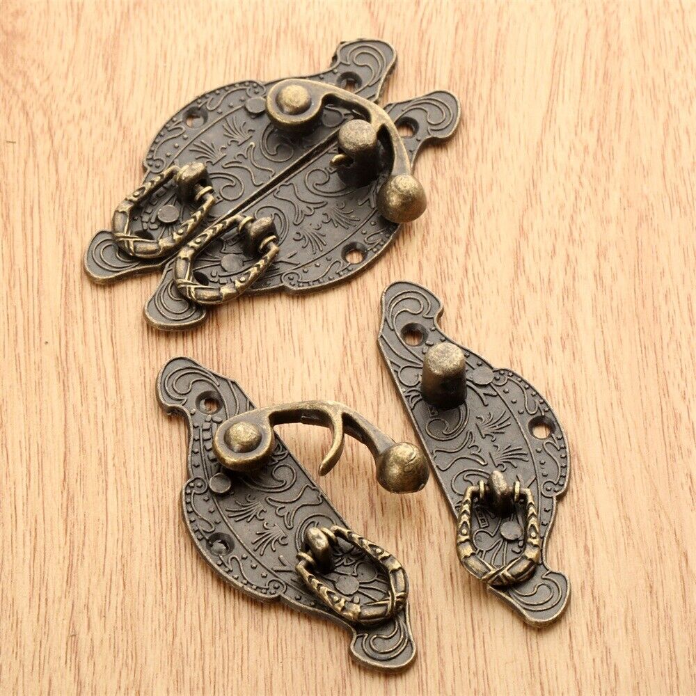 2x Metal Jewelry Gift Wood Box Latch Clasps Hasps Toolbox Cabinet Latch Hardware