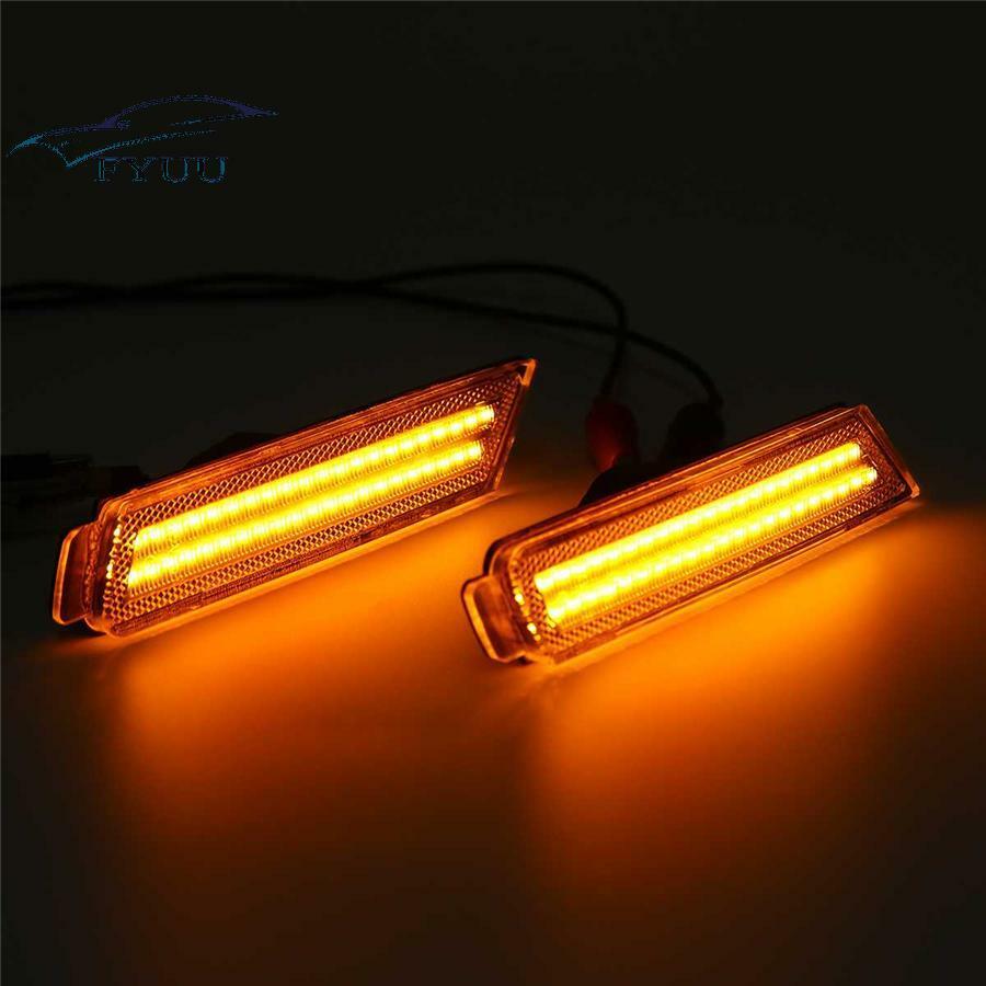 12V Signal Light Smoked LED Side Marker Front Amber For Chevy Camaro 2010-2015