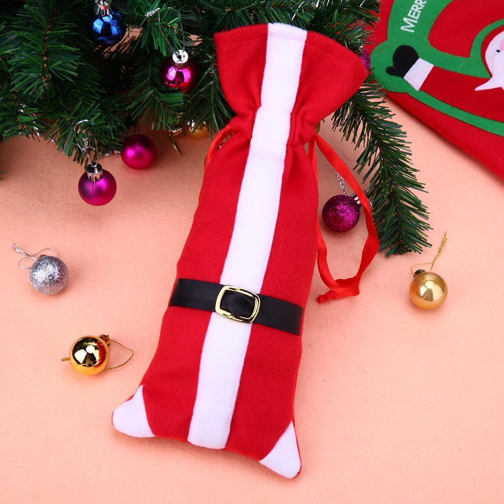 1pc Christmas Non-woven Belt Buckle Wine Bottle Cover Bag Party Table Decor