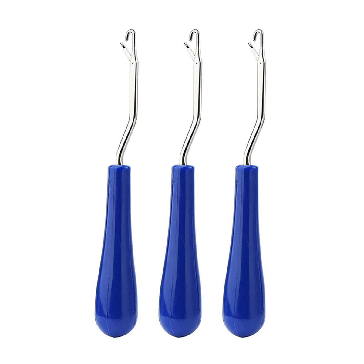 3Pcs Plastic Crochet Hook Rug Making Needle Seam Ripper For Braids Knitting
