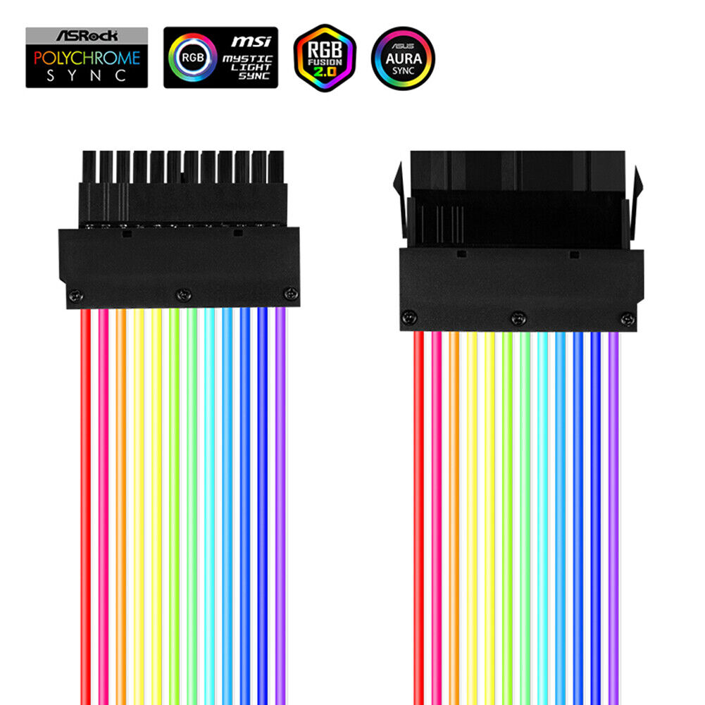 PSU Extension Cable Addressable RGB ATX 24Pin for ATX Power Supply Unit