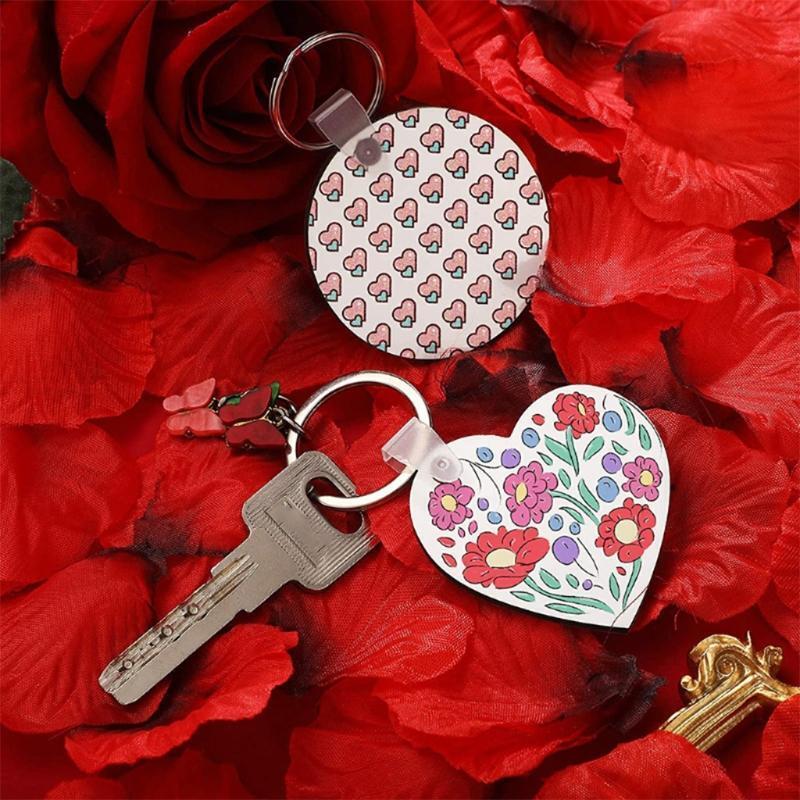 30 Pieces Sublimation Blank Keychains + 30 Pieces Colorful Leather Tassel Set