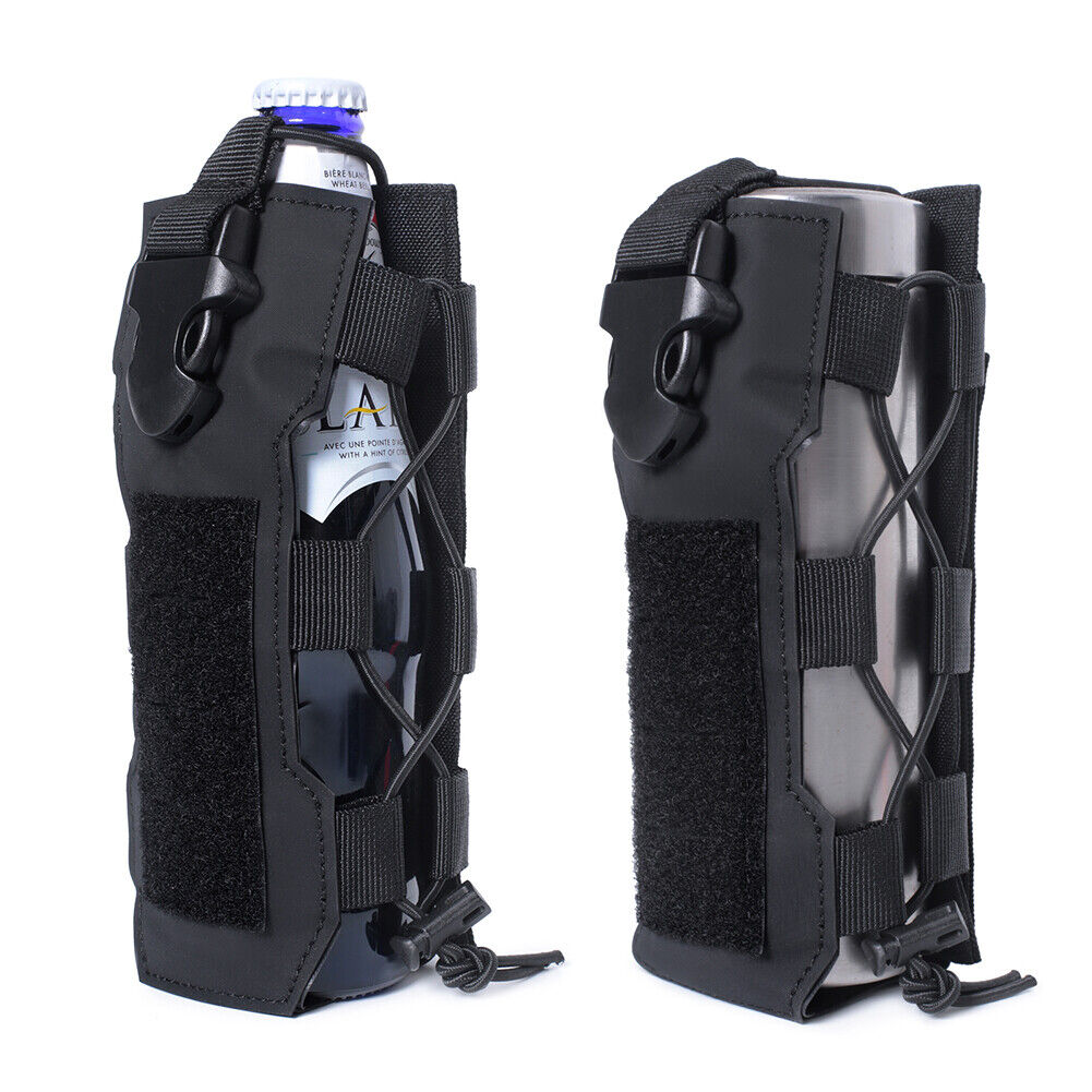 Molle Water Bottle Bag Travel Camping Hiking Kettle Holder Pouch (Black)