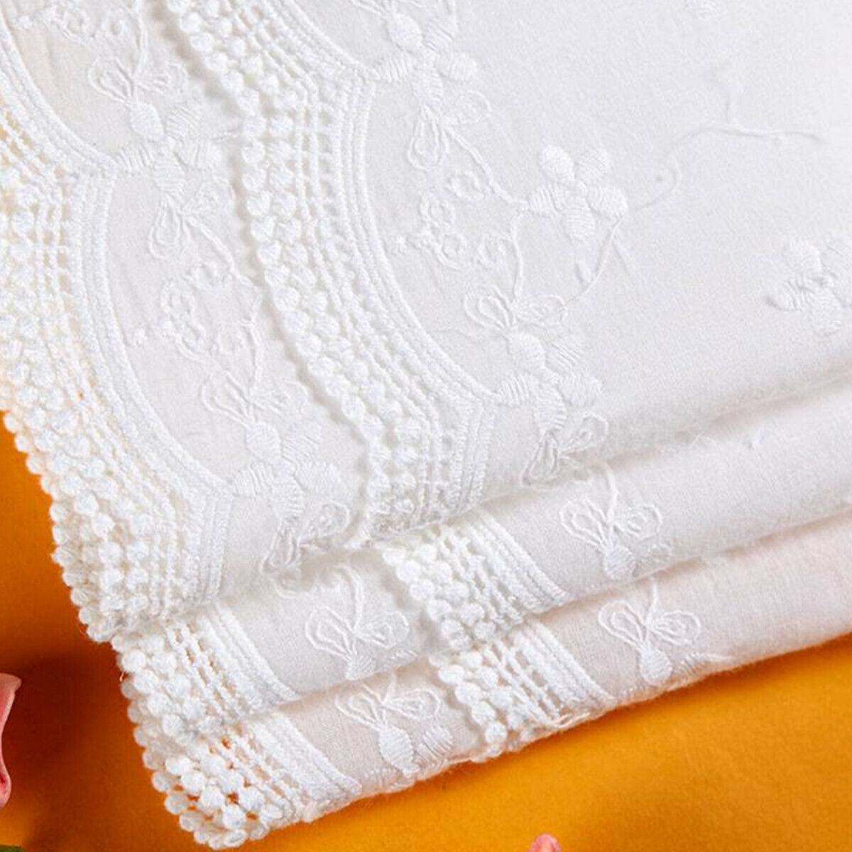 1 Yard Embroidery Trim Floral Cotton Lace Ribbon Wedding Fabric Clothing Sew DIY