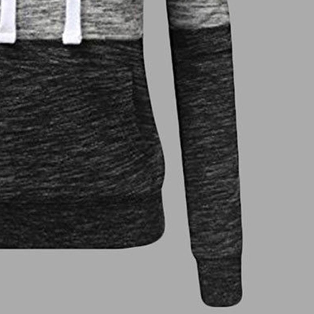 Stitching Women Long Sleeve Hit Color Autumn Leisure Hoodies (Red XL)