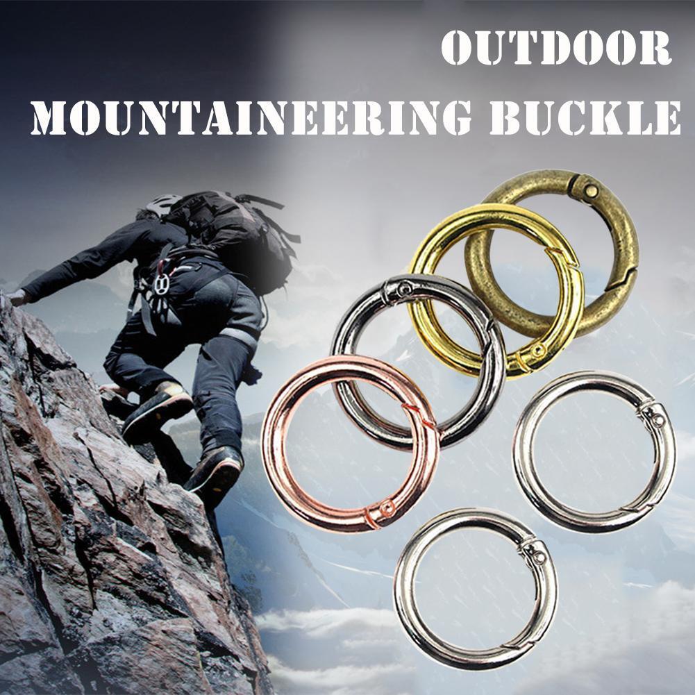 6pcs Zinc Alloy Spring O-Ring Buckles Clips Climbing Carabiner Random Color