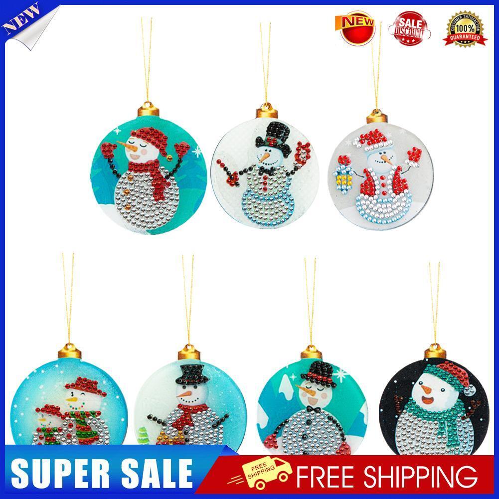 7pcs/Set DIY Acrylic Diamond Christmas Snowman Pendant Kit Rhinestone Decor