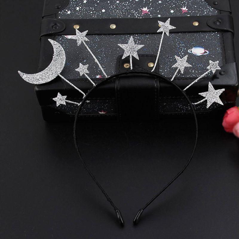 Princess Girl Halloween Party Crown Headband Glitter Powder Moon Star Charms