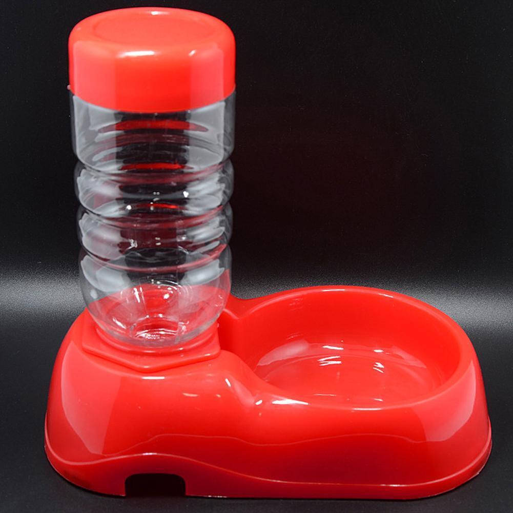 Pet Dog Puppy Cat Automatic Water Dispenser Food Dish Bowl Feeder Red