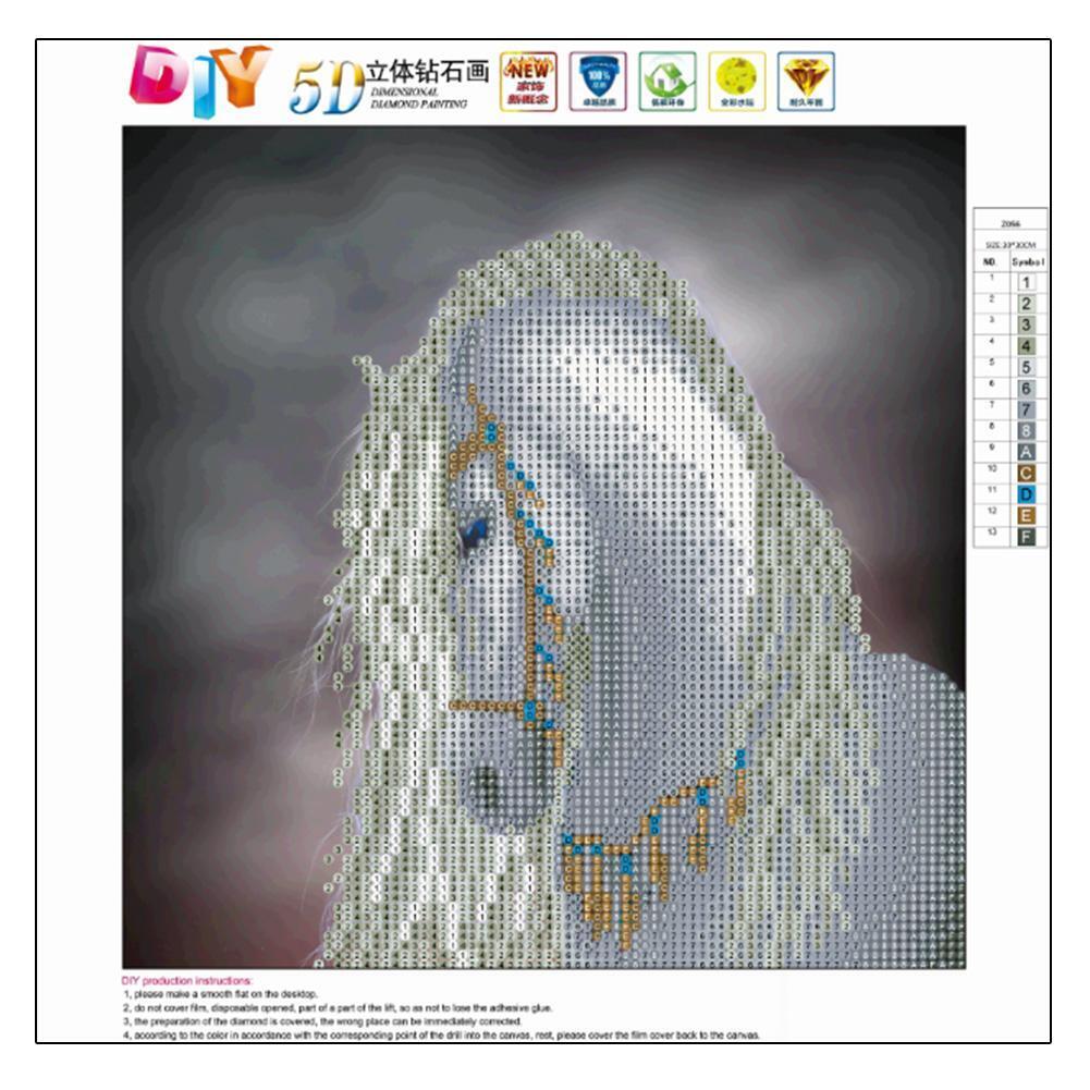 Horse 5D Round Diamond Painting Embroidery DIY Needlework Cross Stitch Set