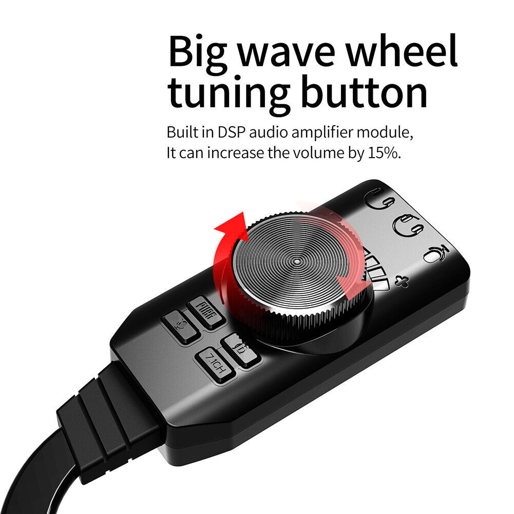 GS3 7.1 Channel Sound Card Adapter External USB Audio 3.5mm Headset for PC