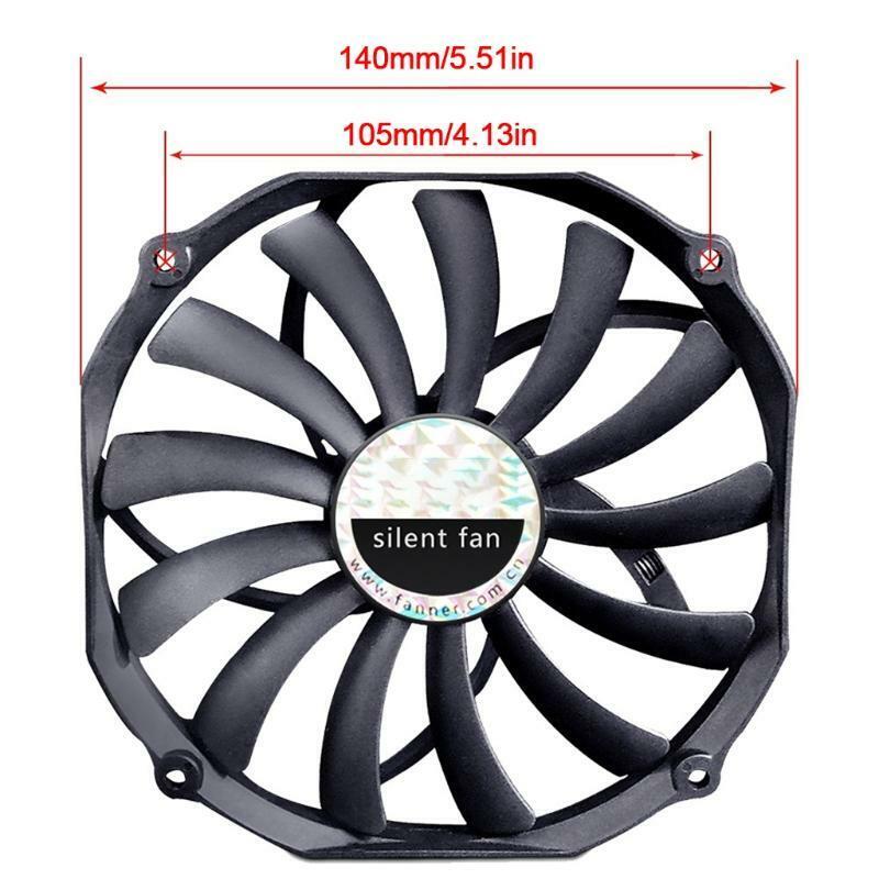 13 Blades PWM Fan 140mm 300-1100RPM 12V Chassis Cooling Fan Ultra ThinCPU Cooler