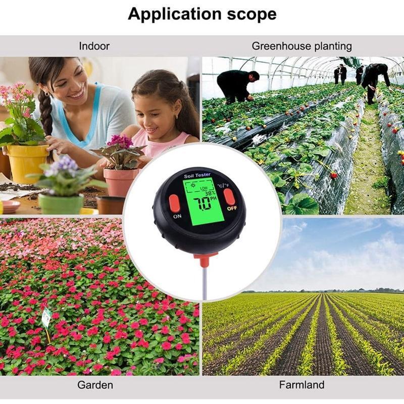5 in 1 Soil Tester Plant Moisture Meter Humidity/Sunshine/Temperature/PH Meter