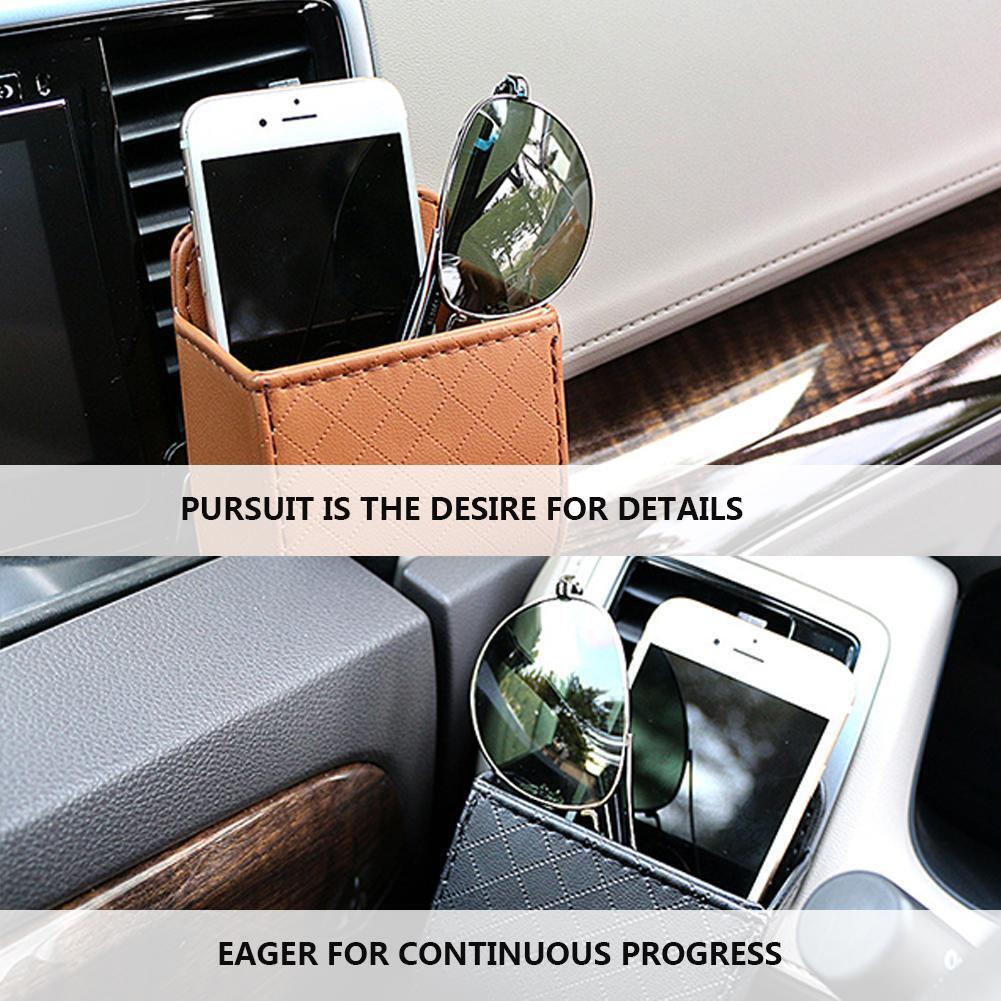 Auto Vent Outlet Trash Box Car Phone Holder Storage Bag Organizer (Beige)