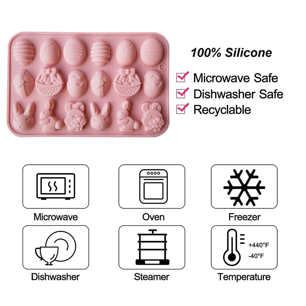 Easter Mold Bunny Eggs Silicone Baking Mould Pudding Tray Pastry Tools