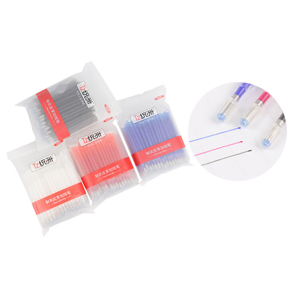 100 Pieces Heat Erasable Refill  Disappearing Pen for Fabric
