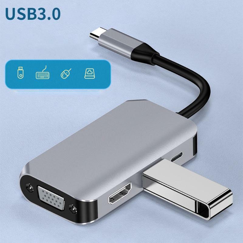 Mini 4-in-1 Display Port Hub TV Adapter Cable Expansion Dock Digital Wire Parts