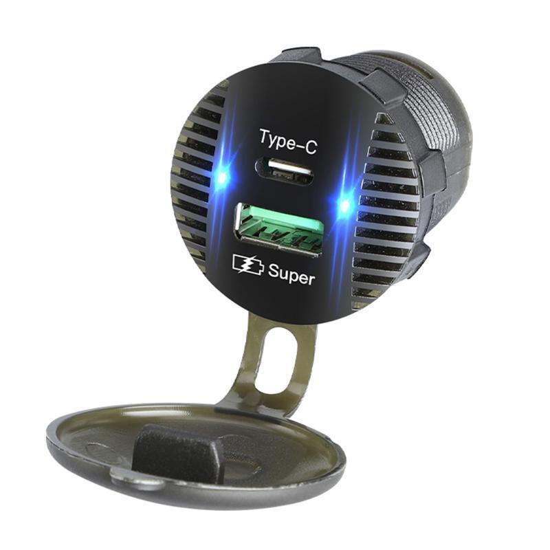 Type C USB Car Charger Socket Waterproof with Cap 12V/24V for Car, Boat