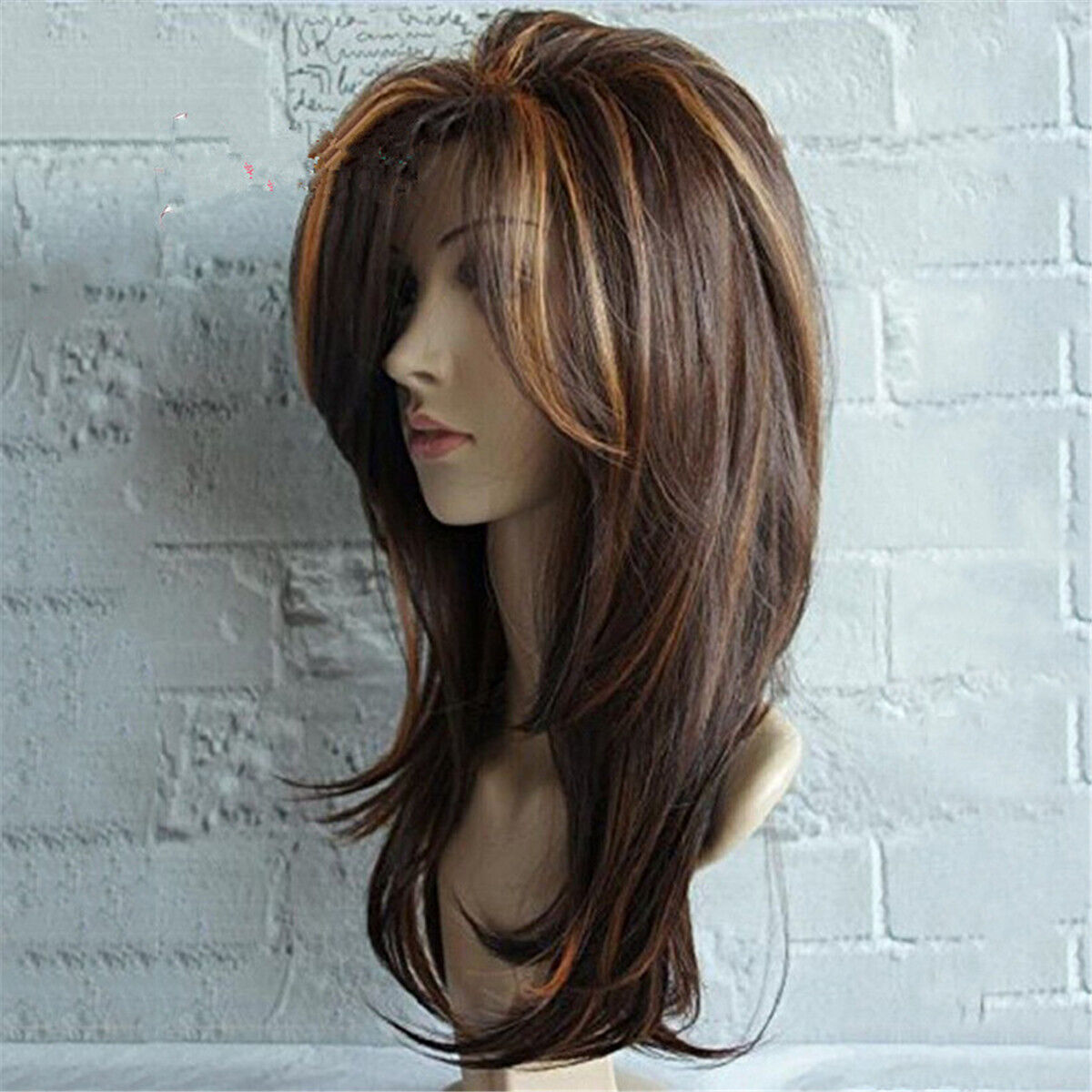 Synthetic Wig Long Layered Shoulder Length Wig Light Brown Wig Synthetic Hair