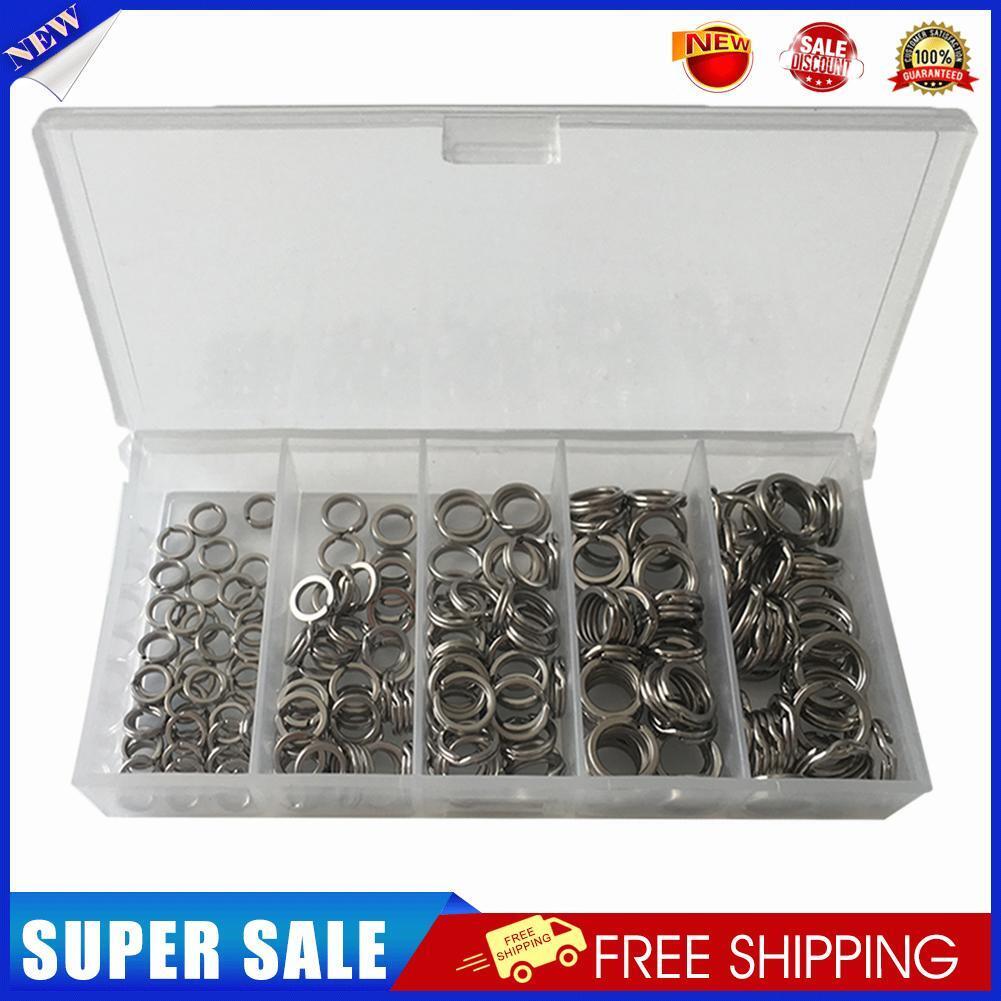 200pcs Stainless Steel Fishing Split Rings Lure Solid Ring Loop Connectors