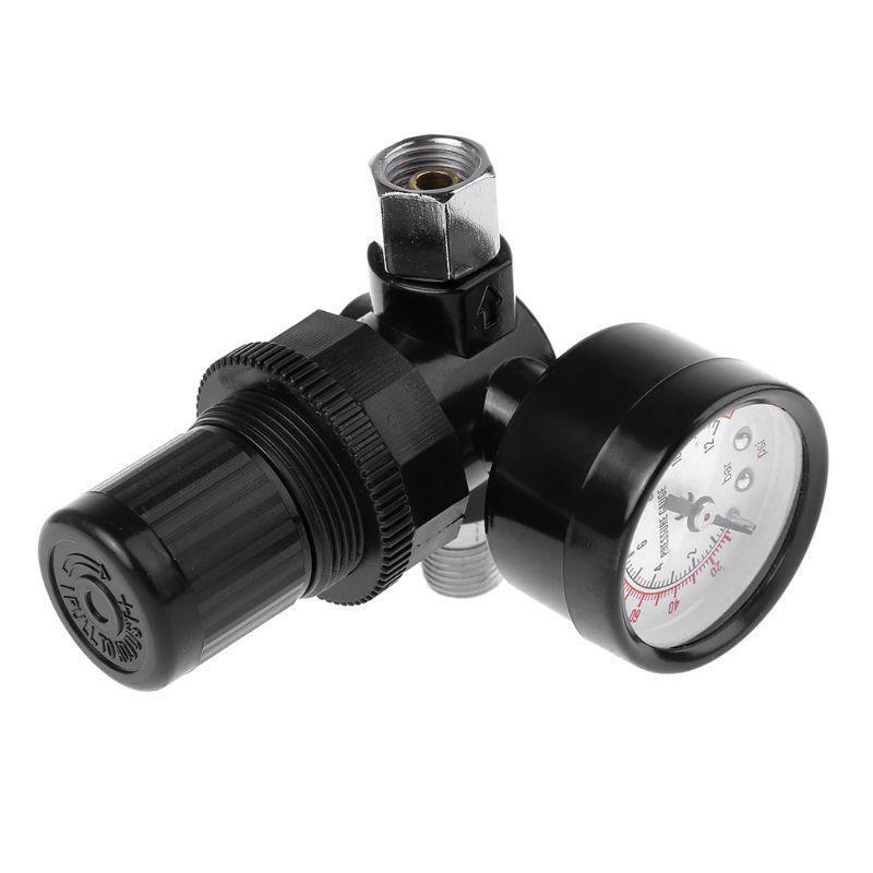 1/4" Air Pressure Regulator Reducer 12Bar 180 PSI Spray Gun Pressure Valve Gauge