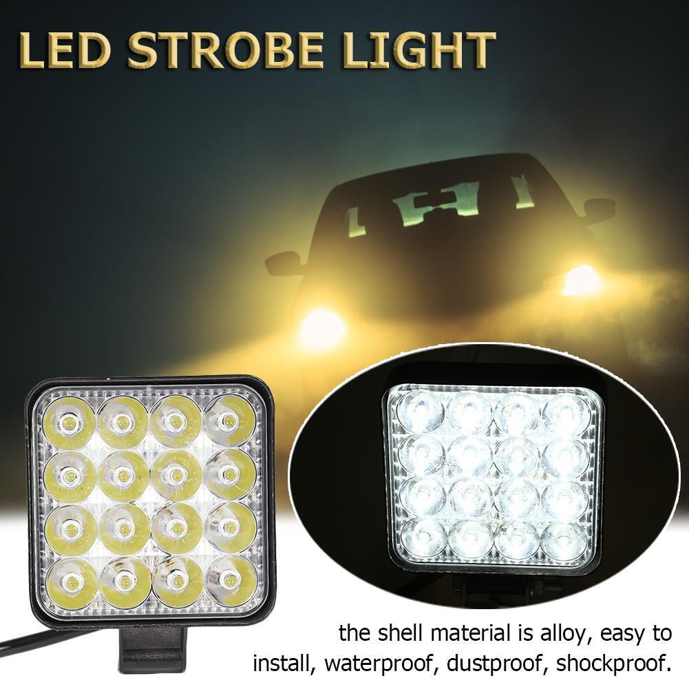 Square 48W 16 LED Flash Strobe Light Warning Lamp for Car Truck Motorcycle
