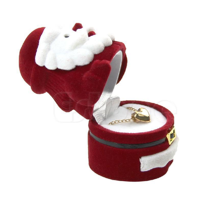 Sweet Santa Claus Ring Earring Ear Stud Storage Case Jewellery Container Box Red