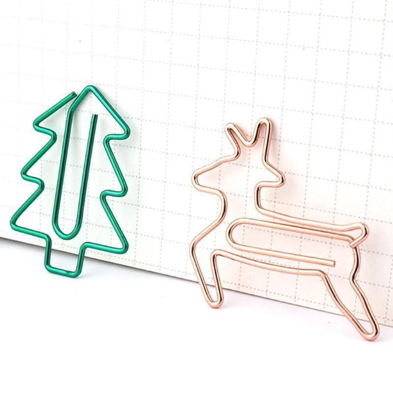 5 Pcs Unique Cartoon Paper Clip Christmas Tree Style Bookmark Clip Office Supply
