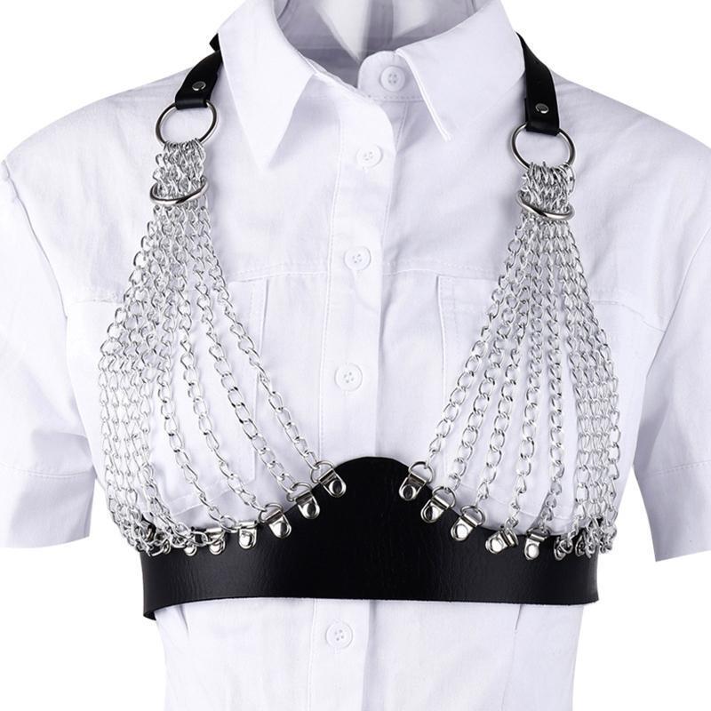 Multilayered Chest Chain Tassel Body Chain Bra Caged Harness Body Jewelry