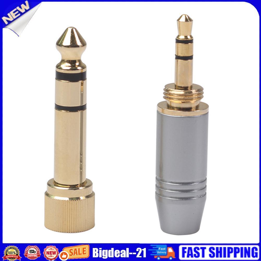 6.35mm Male to 3.5mm Female Plug Connector with 3.5mm Screw Jack Adapter