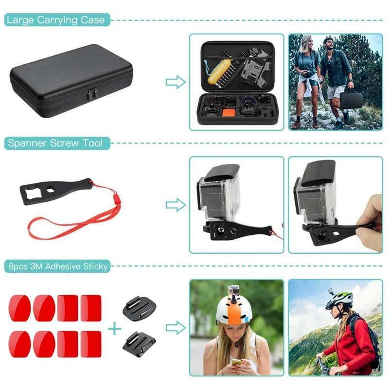 48-in-1 Action Camera Accessories Kit for Hero 9 8 Max 7 6 5 4 3 3+ 2 Black/Osmo
