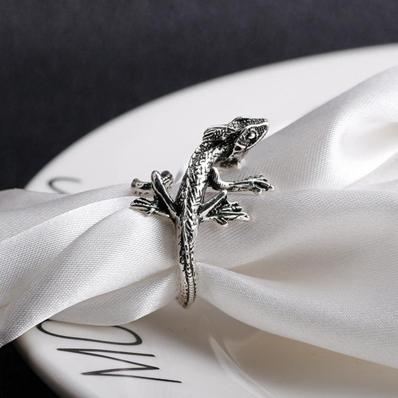 Ancient Metal Lizard Rings Men Rock Punk Biker Ring for Women Animal Jewelry