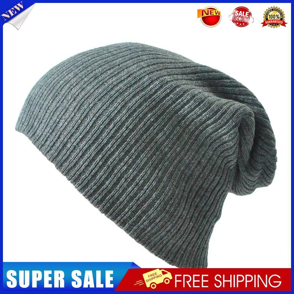 Knitted Hat Women Men Autumn Winter Warm Outdoor Fashion Beanie Cap (Grey)
