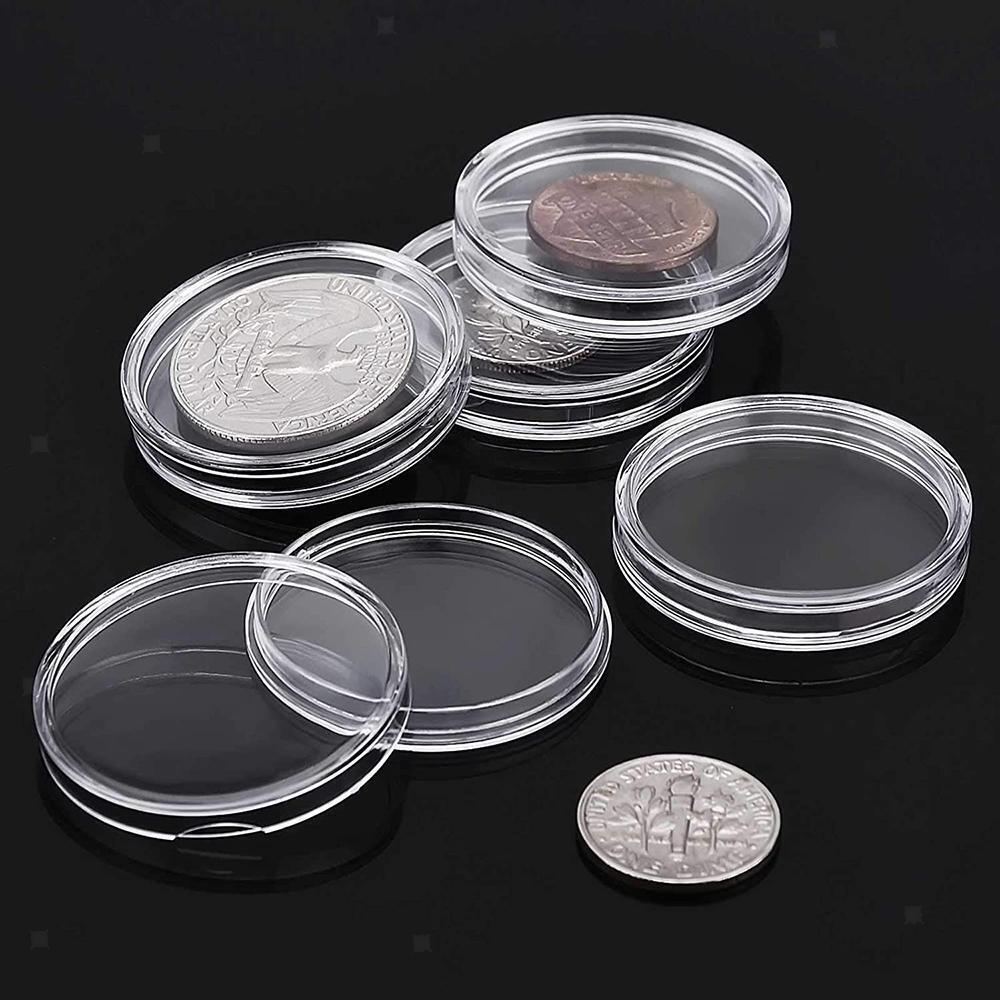 200pcs 21mm Coin Holders Plastic Airtight Protectors for Coin Collection